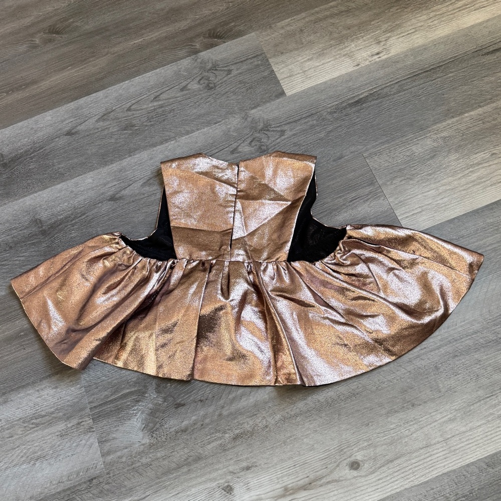 ZARA Gold Metallic Ruffle Top NEW Medium Party Going Out - Picture 4 of 7